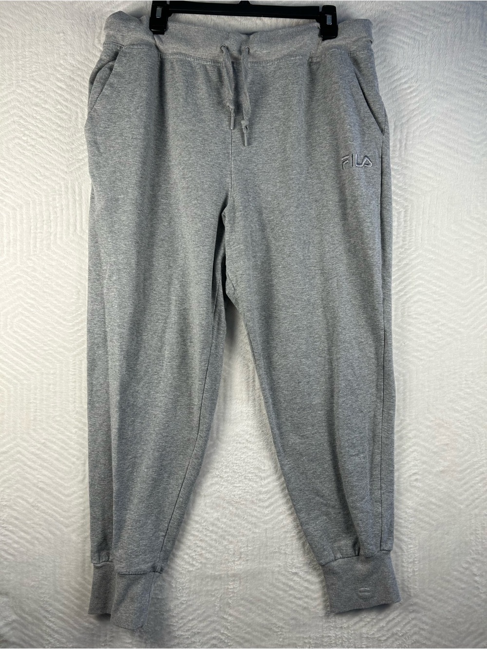 Vintage 90s Fila Men's Light Gray Logo Sweat Joggers